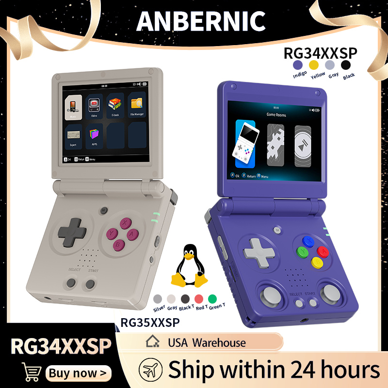Gaming Console Sale - Anbernic RG34XXSP RG35XXSP フリップ式携帯ゲーム機 IPSスクリーン Linux