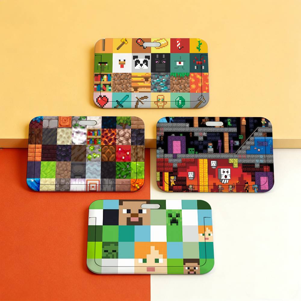 Gaming Console Minecraft - M-Minecraft-ES クラシックゲーム透明カードホルダー従業員用プラスチックスライドカバーストラップワークビジネスIDバッグバス