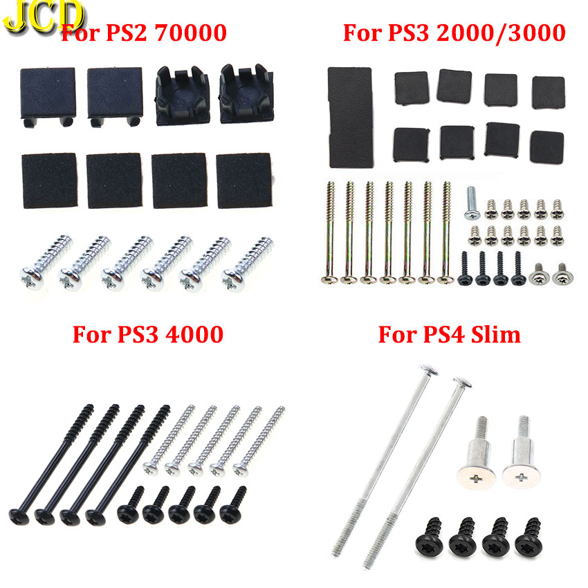 Gaming Console Best - JCD PS4 スリムネジネジキットフルセット黒プラスチックゴム足カバー PS3 スリム 2000