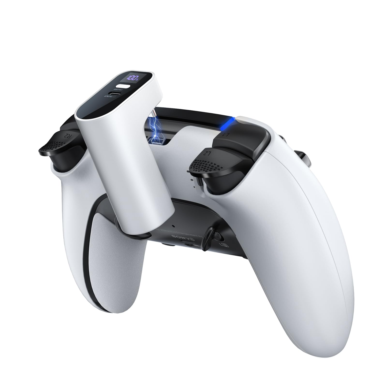 Sony Controller Dualsense Edge - PS5コントローラー用充電器、PlayStation DualSense & Edge対応バッテリーパック、LEDディスプレイ付きポータブル電源バンク、PS5ゲーマー向けで12時間以上のゲーム時間を追加、12時間以上のプレイ時間延長