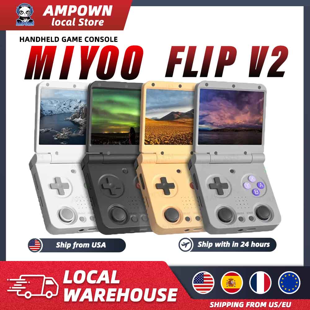 Gaming Console Os - MIYOO Flip V2携帯ゲーム機プレーヤー3.5インチIPSスクリーンLinuxシステムOnion OS搭載ビデオゲーム機、外出先でのエンターテイメント、ゲーマーへのギフト、ゲーム愛好家向け