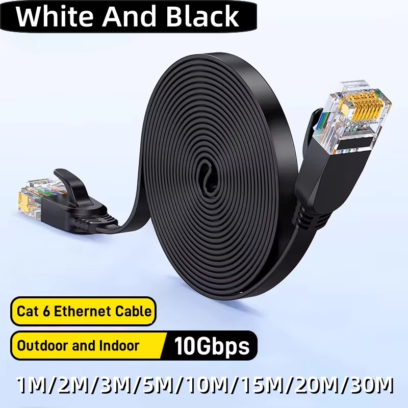 Lan Cable Gaming - Cat 6 イーサネット フラット ケーブル、屋外および屋内用 10Gbps、Cat6a、Cat5、Cat5