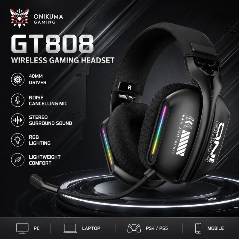 Gaming Console In Amazon - ONIKUMA GT808 ゲーミングヘッドセット ワイヤレス Bluetooth 2.4G