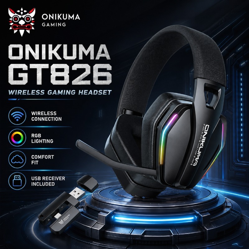 Gaming Console In Amazon - ONIKUMA GT826 ワイヤレスゲーミングヘッドセット Bluetooth RGB ライトゲーマーヘッドフォン低遅延マイク付き