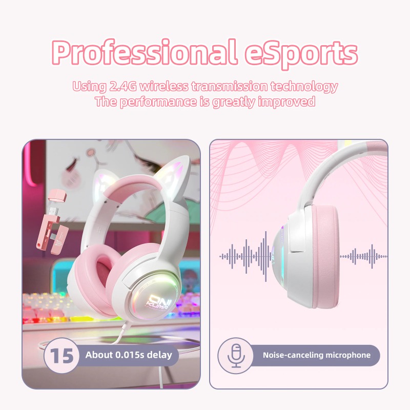 ONIKUMA GT838 ゲーミングヘッドフォン猫耳 RG - Gaming Console In Amazon のレビューと価格