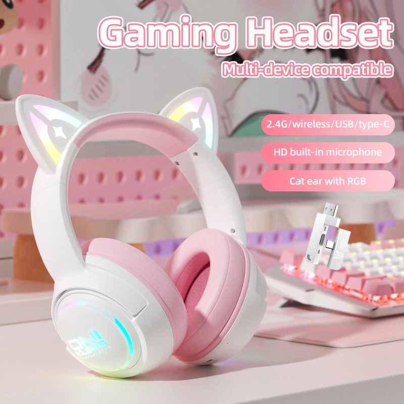 ONIKUMA GT838 ゲーミングヘッドセット猫耳 RG - Gaming Console In Amazon のレビューと価格