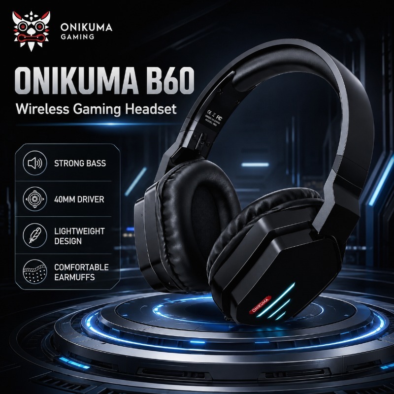 ONIKUMA B60 ワイヤレスゲーミングステレオサウンド - Gaming Console In Amazon のレビューと価格