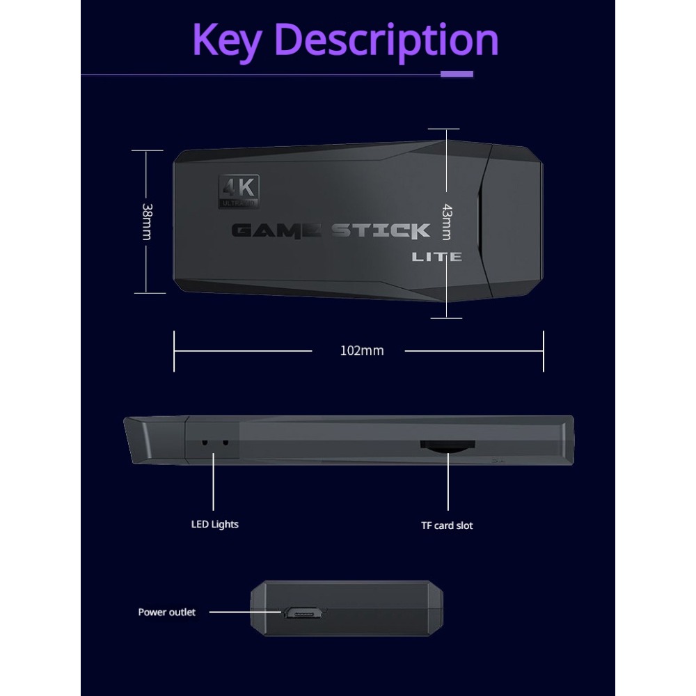 ポータブル4Kレトロゲームスティックコンソール、ワイヤレスコ - Gaming Console Sale のレビューと価格